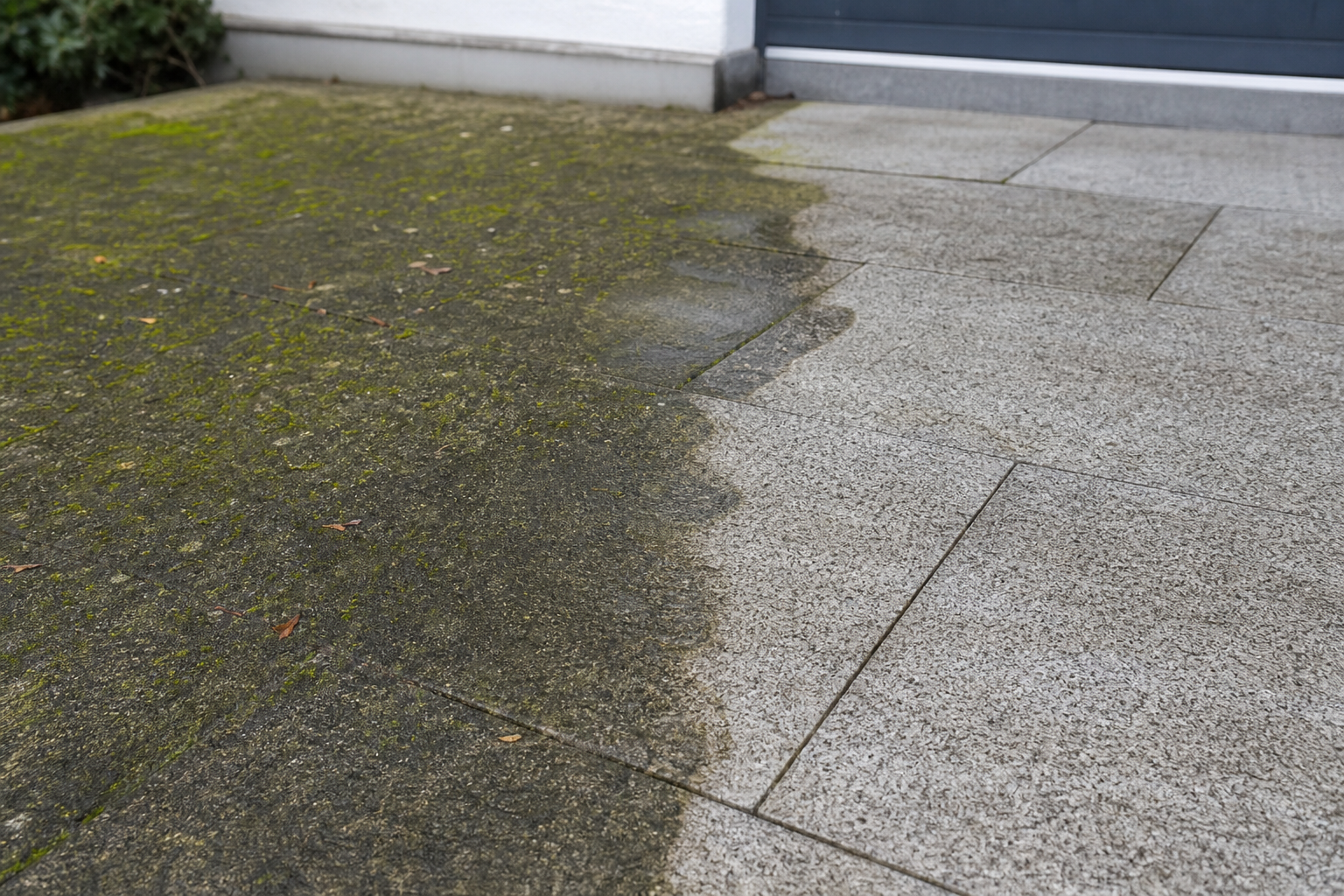 Gereinigte Natursteinfläche